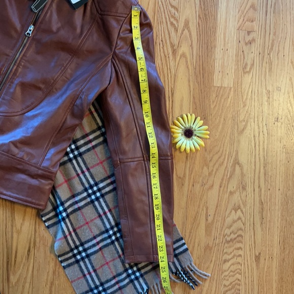 🌺 REAL LEATHER; Brand New with Tags! British Tan Leather Jacket Misses Sz. XS!! - Picture 12 of 13